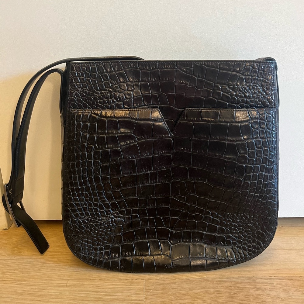Vince satchel. Lightly used. Black croc. Great bag!